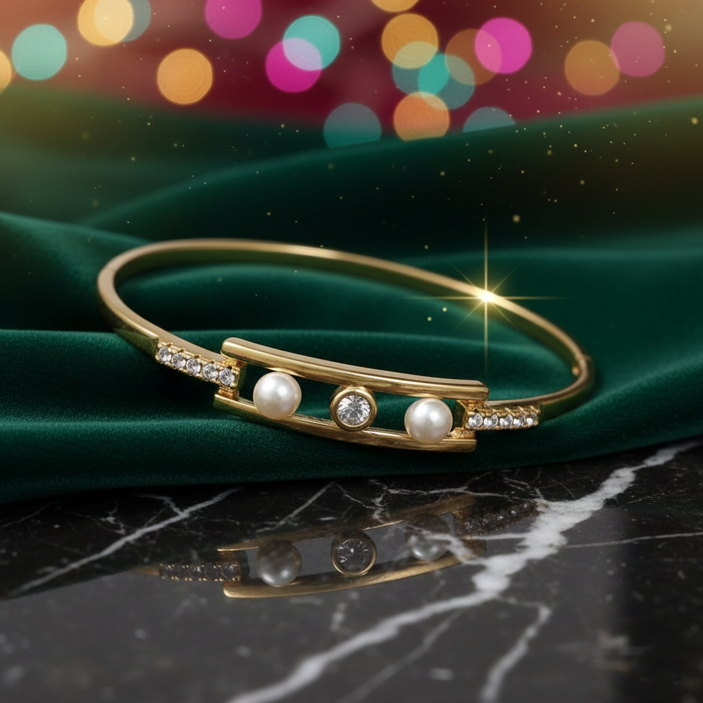 Zircon Pearl Fusion Kada - Rose Gold